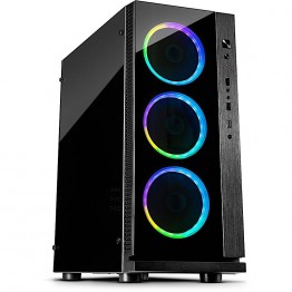 Carcasa desktop Inter-Tech W-III RGB , Middle Tower , Recomandat gaming , Negru